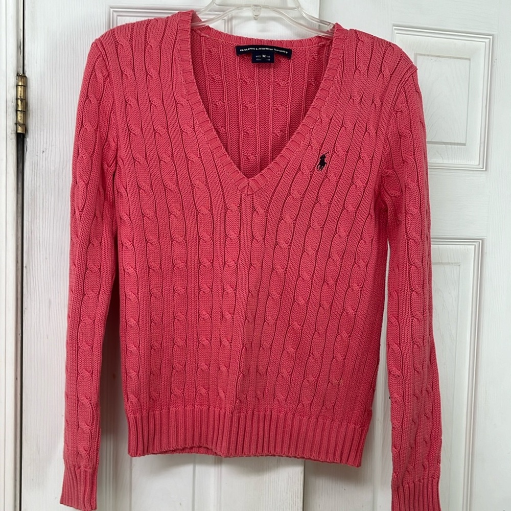 Ralph Lauren Sport Long Sleeve Melon Salmon  Color with Black Horse - Sz M